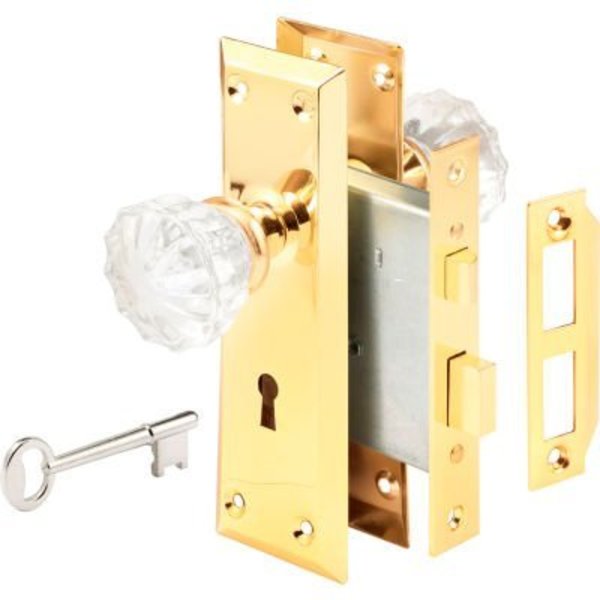 Prime-Line Prime-LineÂ Victorian Style Keyed Mortise Glass Knob Lock Set-Brass Finish,  E 2311